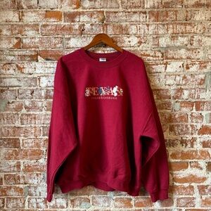 Gildan Maroon Sweatshirt with Floral Design